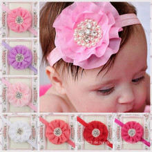 Günstige Baby Stirnband mit Blumen Perle Rhinestone Baby Kopfbedeckungen